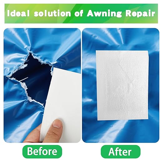 4.5Inch ร 40FT RV Awning Repair Tape with Scissors, Outdoor Heavy Duty Repair Tape for Tarp, Tent, Boat Cover, Canvas, Sail Tape, Waterproof, UVproof and Heat-Resistant Tear Repair Pctch Kit