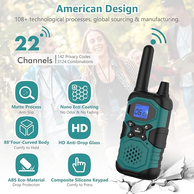 Walkie Talkies for Adults Rechargeable Long Range 6 Pack, Multi-Purpose FRS 2 Way Radios with NOAA USB Chargers 4500mAh Battery for Family Farm Warehouse Working Camping Hiking Skiing Cruise