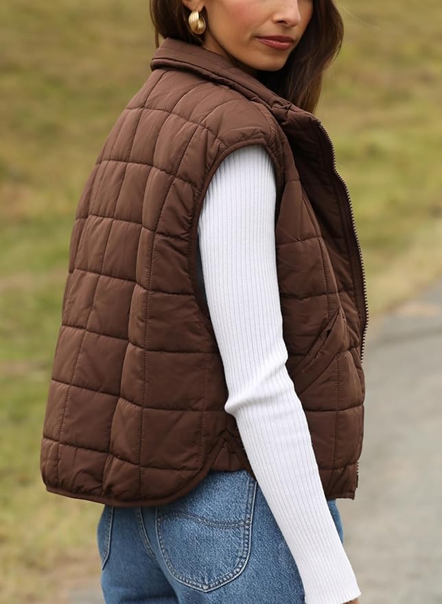 Zeagoo Womens Puffer Vest Ladies Sleeveless Zip Up Outerwear Warm Puffer Lightweight Down all Winter Jackets Coats 2025