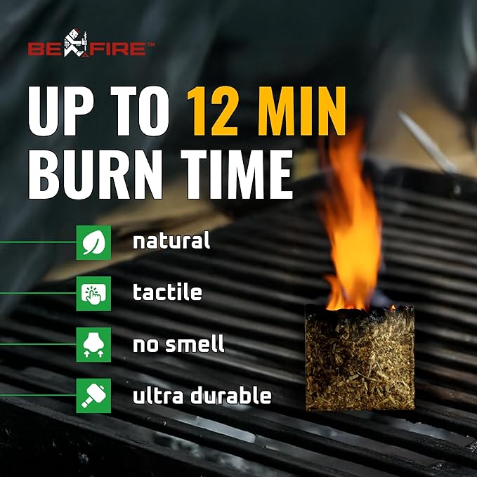 Fire Starter โข 55 pcs Natural Fire Starters up to 12 Min Burn Time Firestarters for Indoor Fireplace, Campfires & Camping, Wood Stove, Grill
