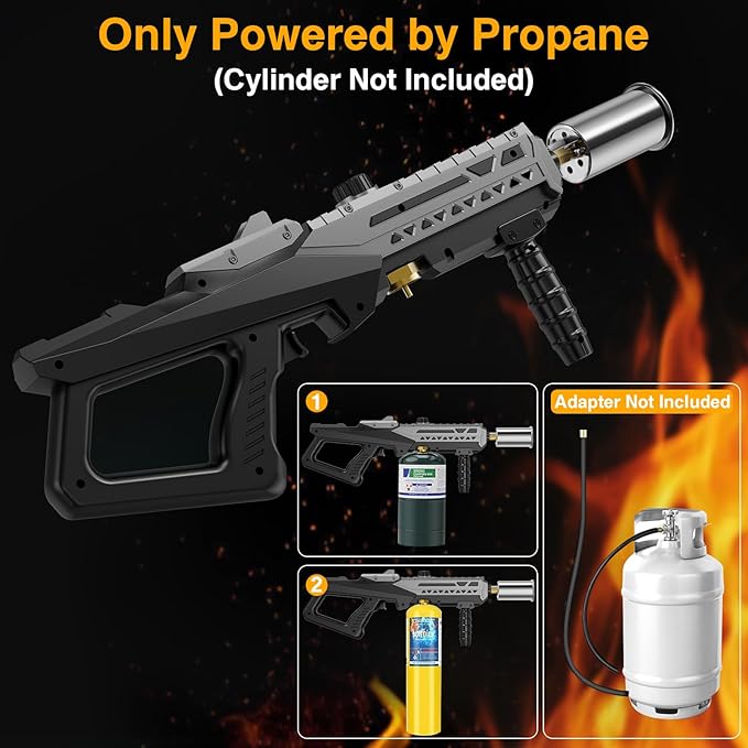 Sondiko Powerful Cooking Propane Torch Gun, Culinary Torch Campfire Starter, Adjustable Weed Torch Burner for Searing Steak, BBQ, Welding (Gray & Black) Propane Tank Not Included