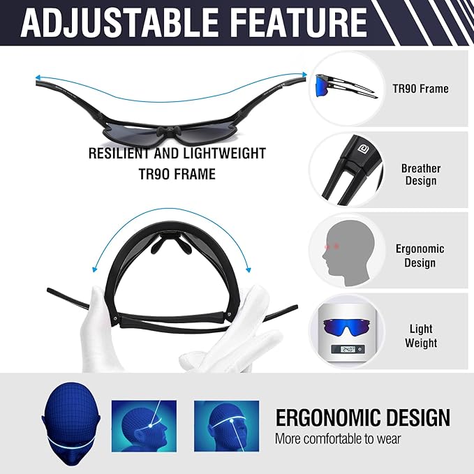 DUCO Sports Polarized Sunglasses for Men Women Running Sunglasses Fishing Cycling Baseball Glasses UV400 Protection DC0023