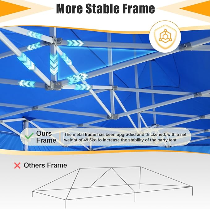 HOTEEL Tents for Parties 10x30 Pop Up Canopy Tent Heavy Duty with 8 Sidewalls, Commercial Party Tent Event Wedding Instant Canopy Waterproof with Carry Bag, UV 50+, Thicked Hexagonal Legs, Blue
