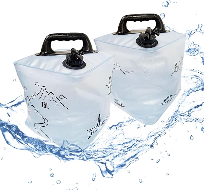 3.4/4 Gallon Collapsible Water Container, BPA Free Camping Water Storage Containers, Water Storage Jug with Spigot, Leakproof for Camping, Survival