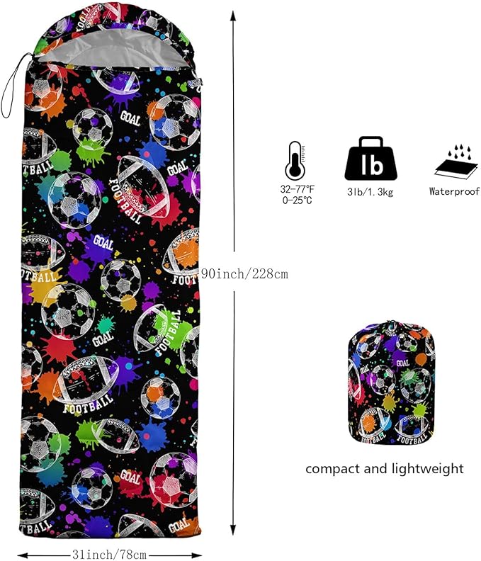 Kids Sleeping Bag for Boys Girls,Checkerboard Cat Print-Lightweight Warm Portable Outdoor Indoor-Waterproof Cold Weather Resistant Sleeping Bag for Camping Hiking