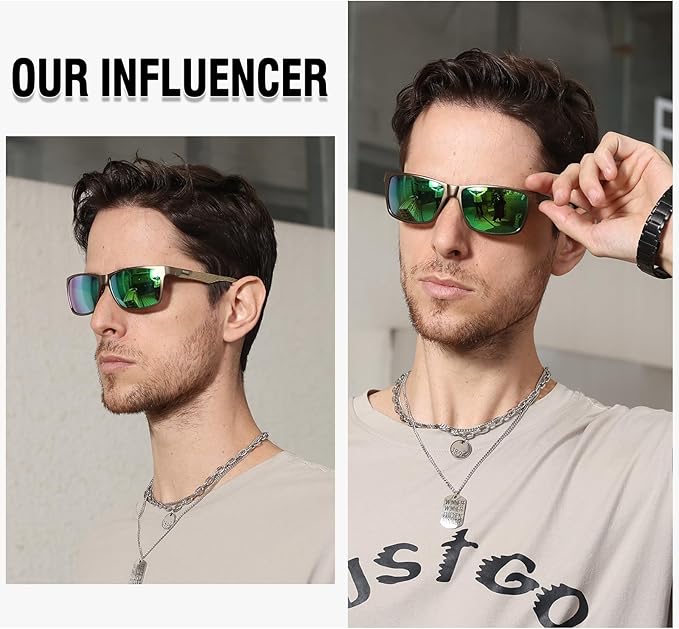 DUCO Mens Sunglasses Polarized Rectangle Sunglass for Men Lightweight Carbon Fiber UV400 Protection 8206