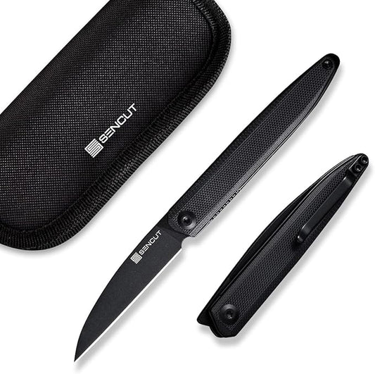 SENCUT Small Pocket Knife for Men, Front Flipper knife for EDC, Jubil Folding Knives with 2.95 inches D2 blade, G10 Handle with Liner Lock, Slim Gentleman’s knives for Gift (Black)
