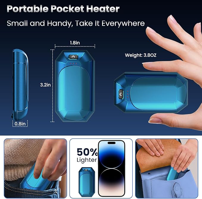 AI Hand Warmers Rechargeable 2 Pack,Portable Electric Hand Warmer Reusable,AI Hand Warmer for Outdoor Golf Hunting Camping Accessories,Warm Winter Gifts for Men Women Kids
