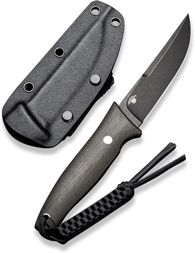 CIVIVI Tamashii Fixed Blade Knife with 4.07’’ D2 Blade Micarta Handle, Kydex Sheath, T-clip for EDC Outdoor Carry C19046-4