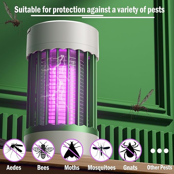 Bug Zapper Indoor, Mosquito Repellent Outdoor Patio Rechargeable Hangable Mosquito Killer Lamp - Portable UV Insect Gnat Trap for Outdoor/Indoor, Insect Trap for Camping,Home