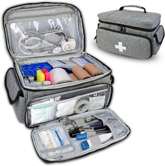 Boczif First Aid Kit, First Aid Storage Carry Bag, Pill Bottle Organizer for Emergency Trauma Medical Kits Supplies Waterproof, Ideal for Home, Office, Car, Travel, Outdoor, Camping, Hiking(Grey)