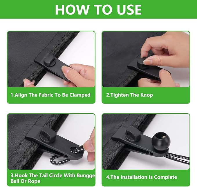 Tarp Clips Heavy Duty Lock Grip, 10 Pcs Tarp Clamps, Pool Cover Clips, Shark Tent Fasteners Holder for Camping, Awnings, Car Cover,Pool Cover,Boat Cover (10Clips+1Bag)