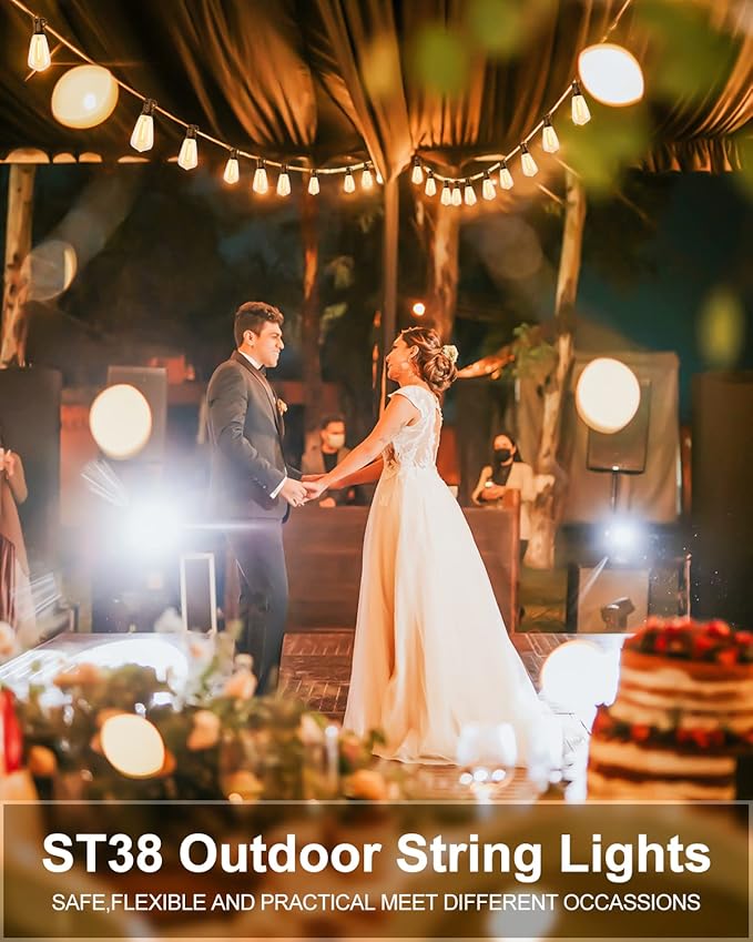 Lightdot 450FT Outdoor String Lights, LED Bistro String Lights with Shatterproof ST38 Bulbs, 2200K Dimmable, Waterproof Hanging Lights for Porch, Party, Garden, Backyard, Balcony