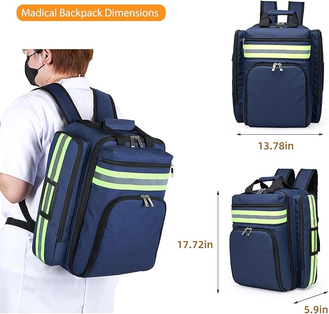 Medical Bag Backpack Empty First Aid Backpack Emergency Empty,Medicine Bag Empty,Medical Bag Organizer,Emergency Medical Backpack,First Aid Backpack, Medicine Mag for Traveling Nurses(Bag Only)