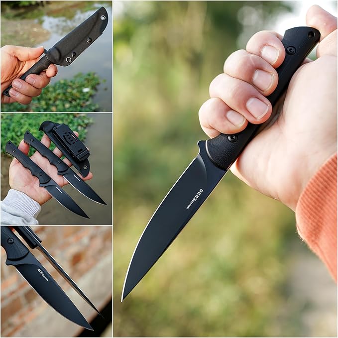Fixed Blade Knife,3.86inch DC53 Steel Blade and G10 Handle,with Kydex Sheath,Fixed Blade EDC Tactical Knife for Men Women, Outdoor Hunting Hiking Survival Camping Knives.