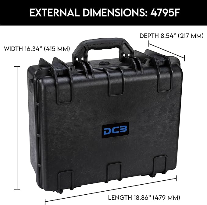 DCB Cases - Element 4795F | 19 x 16 x 9 Ext Dim | IP67 Waterproof | Pluck Foam Insert | Rubberized Grips | Resin-Reinforced Injection Molded Plastic | 4 Latch Lid Close