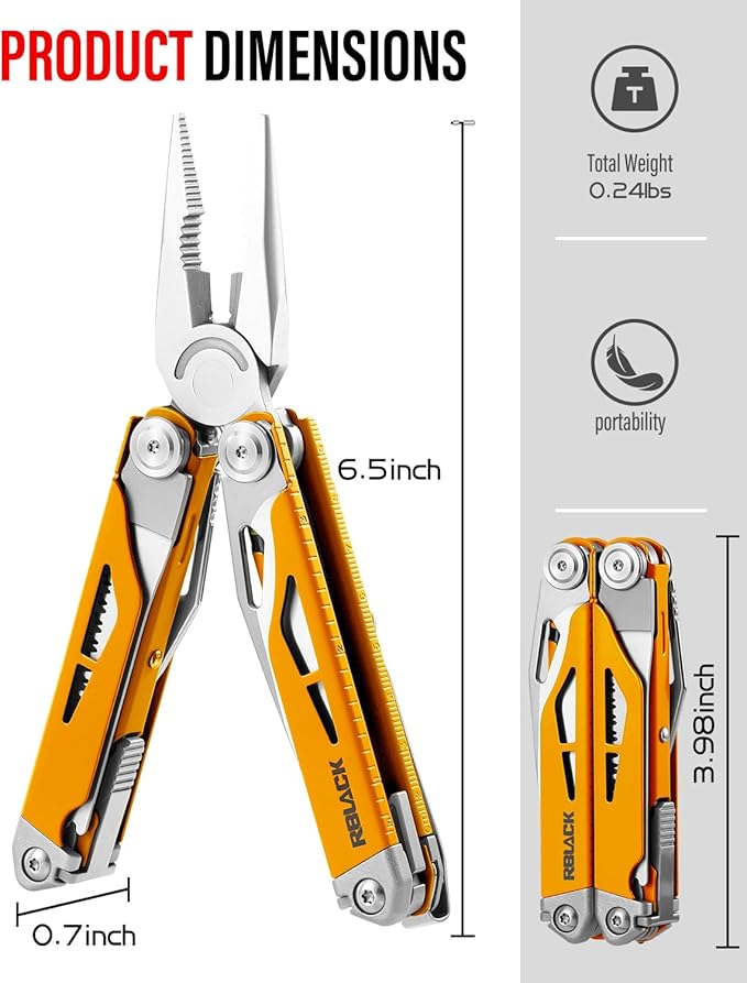 Multitool, 21-in-1 Multi Tool Pliers with Safety Locking and Spring-Action Scissors, Heavy-duty Stainless Steel Multi-tool Set with Nylon Sheath for Work, Home, Garden, DIY & Auto