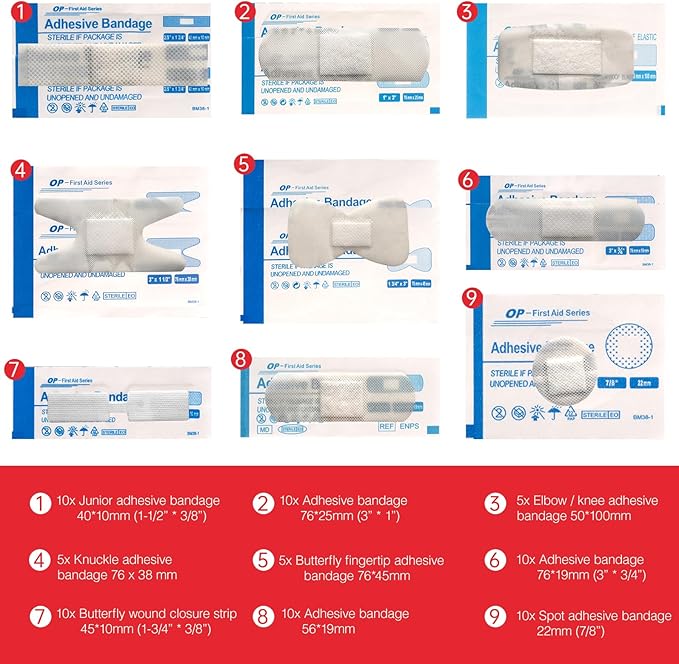 Refill First Aid Kit with 75PCS Assorted Bandages - Emergency Bandage Replenish Pack for Home, Car, Camping, Cuts & Scrapes Care