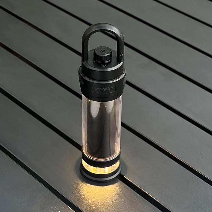 Hanging LED Camping Light with Stand, 4 Modes Dimmable Camp Lamp with Type-C Rechargeable, 4500mAh Tent Ambient Lantern for Outdoor Hiking,Glamping,Emergency(Black)