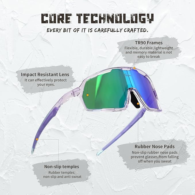 Polarized Sport Safety Sunglasses UV400 Protection & Lightweight Glasses for Men Women, Adjust for Cycling Running