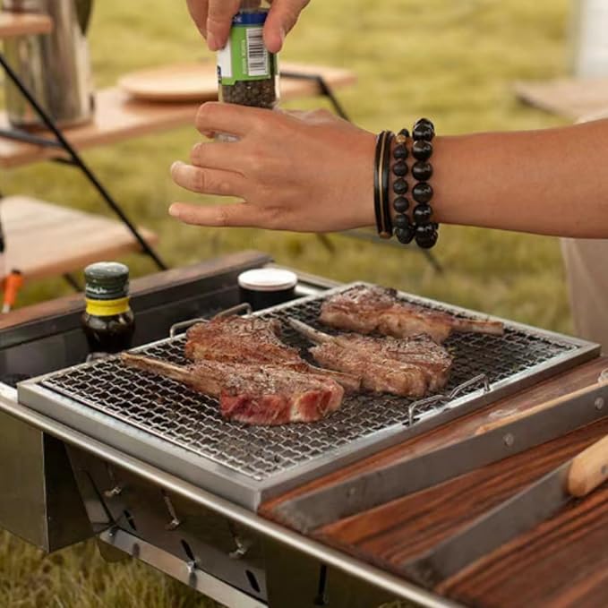 IGT Camping Grill, Portable Charcoal Grill, Outdoor Camping Stove with Carrying Bag, Folding BBQ Grill