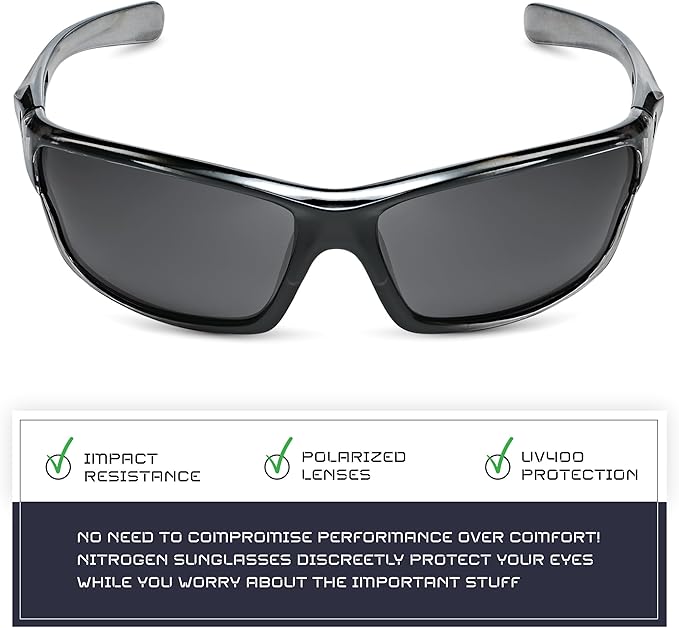 Nitrogen Polarized Wrap Around Sport Sunglasses for Men Women UV400 Driving Fishing Running Sun Glasses