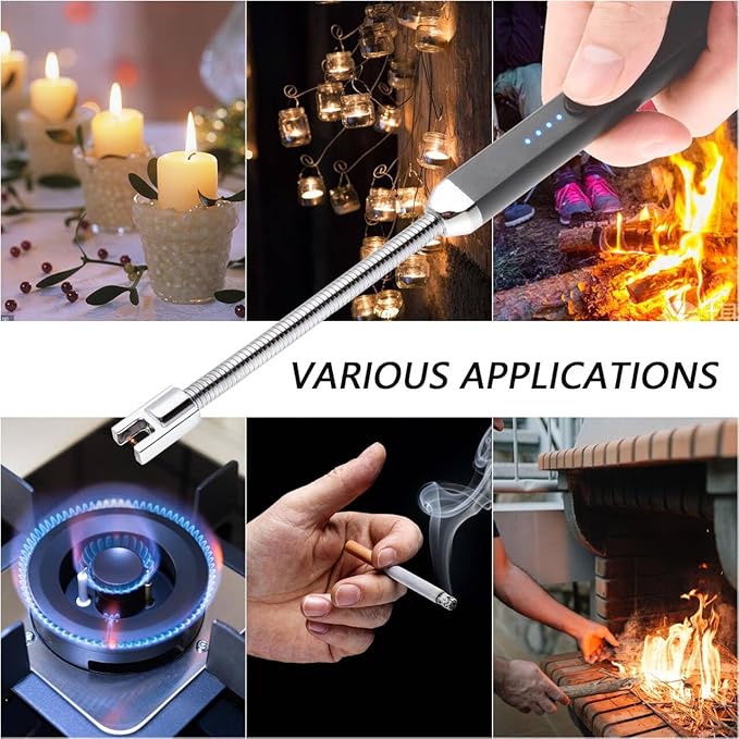 2 Pack Electric Candle Lighter, Birthday Christmas Stocking Stuffers Gifts for Women Mom Men Wife Sister, USB Arc Rechargeable Windproof Long Lighter for Candle BBQ Housewarming Gift Idals