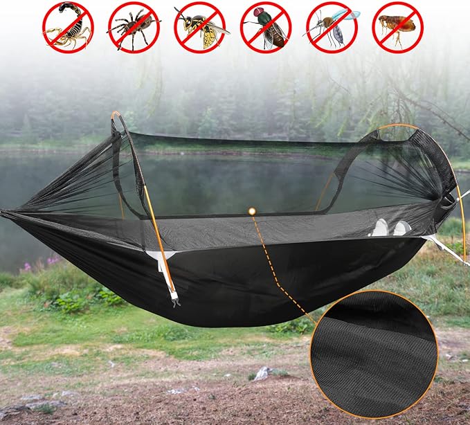 WintMing Hammock with Mosquito Net and Rain Fly Cover 3 in 1 Camping Hammock Tent 440lbs Load