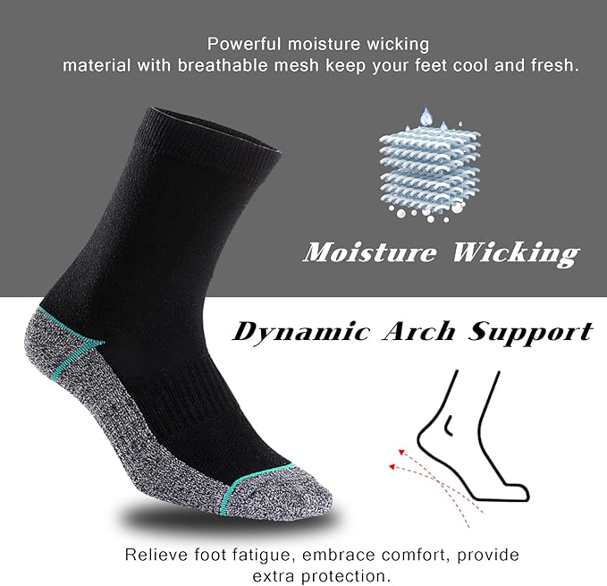 Kodal Copper Infused Crew Socks Business Athletic Moisture Wicking Odor Free Comfortable for All Day Wear (4/5 Pairs)