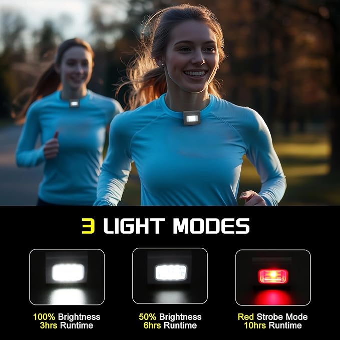 2Pack Clip on Running Lights, Rechargeable Magnetic LED Safety Lights with Red Strobe, Waterproof, USB Charging, Flashlight for Night Jogging, Dog Walking, Hiking Backpack, Cycling