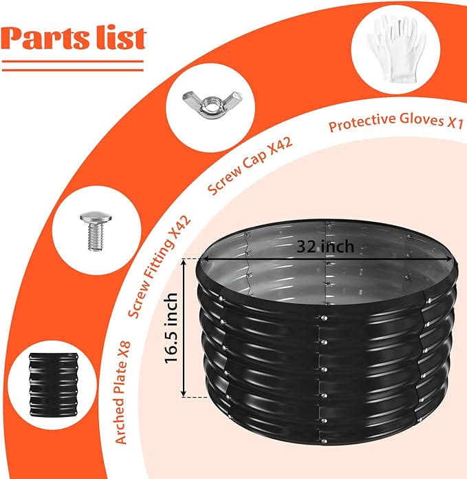 32 Inch Round Galvanized Fire Pit Ring/Fire Ring - Foldable and Perfect for Outdoor Gatherings and Campfires in The Yard/Garden/Park/Beach (Black+Gray, 2.7 FT Diameter+1.5 FT Tall)