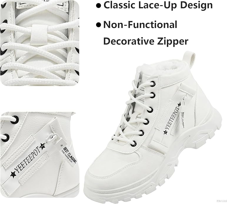 Womens Snow Boots Warm Winter Boots Ladies Fur Lined Ankle Boots Lace Up Outdoor Booties Anti-Slip Sneakers Waterproof Walking Shoes