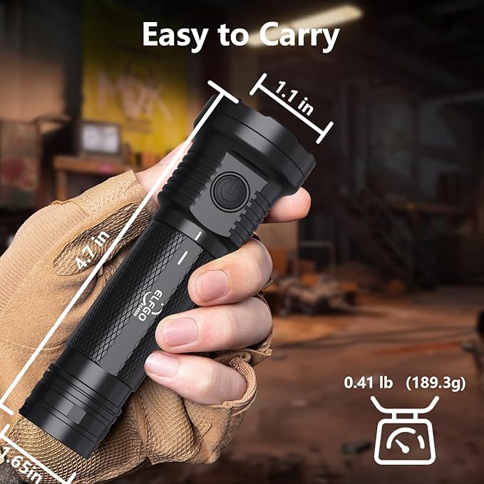 4000Lumens Outdoor Flashlight,LED Flashlight Flash Light Duty Rechargeable Flashlights with USB C IP67 Strobe Handheld Flashlight for Outdoor Medical Camping Emergency Work Light Repair