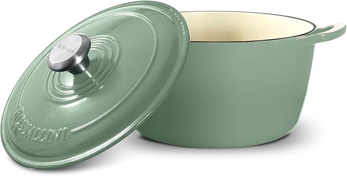 Signature Enameled Cast Iron Dutch Oven, Non-Stick Serving Pot with Tight Fitting Lid for Perfect Roasting, Baking, Sauteing, and Bread Making | 10Q (9.5L) - Sage