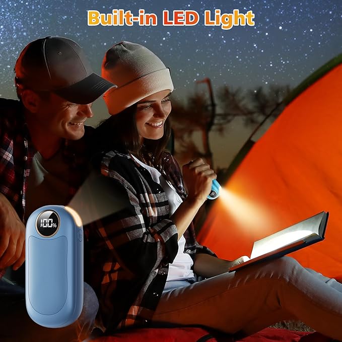 Hand Warmers Rechargeable 2 Pack, Dual Sided Electric Hand Warmer, 20Hrs Warmth, 8 Heating Mode, Portable Charging Pocket Heater for Men, Women, Raynauds, Camp, Hunting, Golf