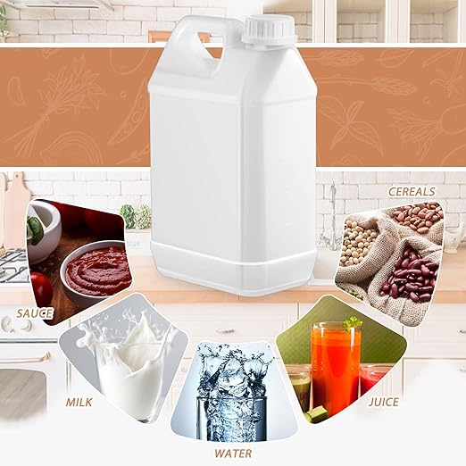3 Pcs 1 Gallon Plastic Jug with Lids Square Empty Storage Containers Hdpe Carboy Plastic Jar Containers for Water Milk Beverage Oil Liquids (White)