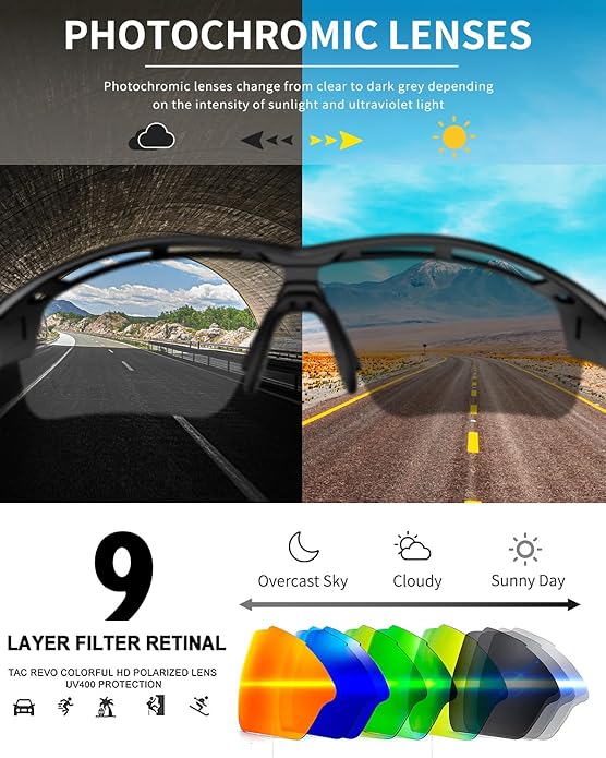 Rosemal Sports Sunglasses Polarized Cycling Sunglasses Running Driving Fishing Hiking for Men Women UV400 TAC TR90