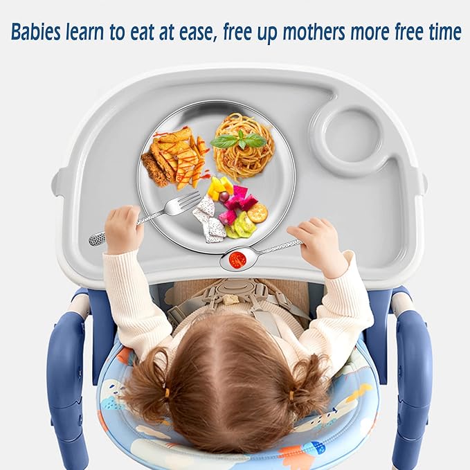 HaWare 10-Piece 18/8 Stainless Steel Plates, Metal 304 Dinner Dishes for Kids Toddlers Children, 10 Inches Feeding Serving Camping Plates, Reusable and Dishwasher Safe