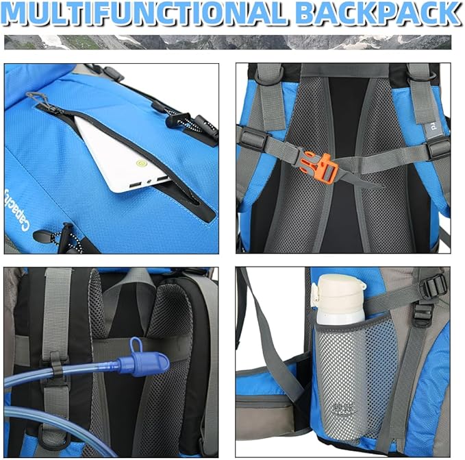 70L Hiking Backpack with Rain Cover Lightweight Travel Backpack Waterproof Camping Backpack
