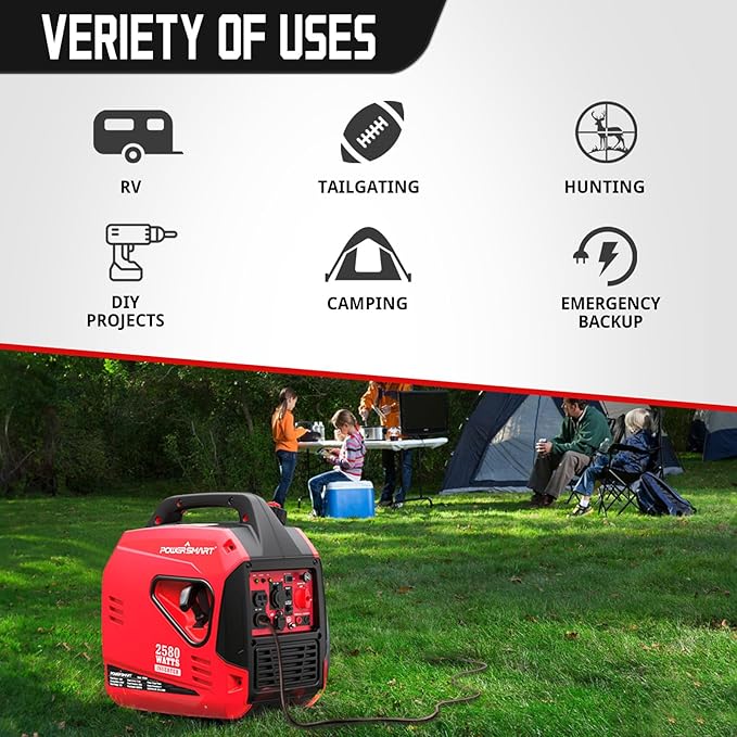 PowerSmart 2580-Watt Portable Inverter Generator, Super Quiet, Ultra-Light & Compact for Camping, 2025 Version