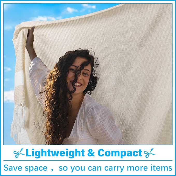 Oversized Turkish Beach Towel Blanket XXL Cotton Sandproof Towels Boho Woven Extra Large Big Sand Free Giant Throw Blankets Huge Quilt XL Picnic Camping Necessities Cloud For Adult Gifts Beige