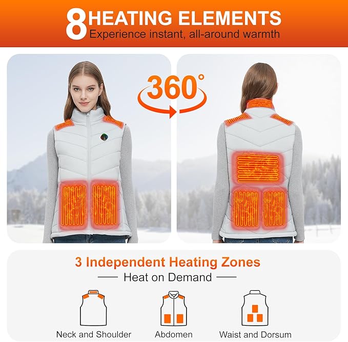 Heated Vest Women with Battery Pack Included, Smart Controller, Lightweight Electric Heating Jacket, Light Out Design