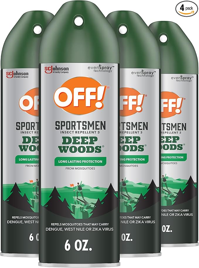 OFF! Deep Woods Sportsmen Insect Repellent Aerosol, Bug Spray Containing 30% Deet, Protects Against Mosquitoes, 6 Oz, 4 Count