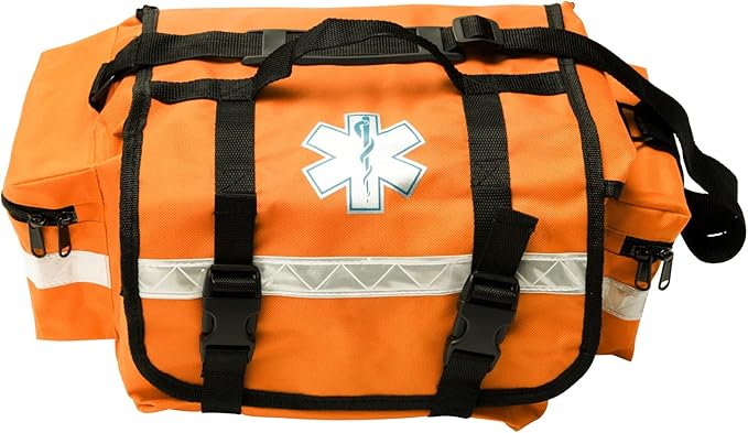 NOVAMEDIC Professional Empty Orange First Responder Bag, 17" x 9" x 7", EMT Trauma First Aid Carrier for Paramedics and Emergency Medical Supplies Kit, Lightweight and Durable