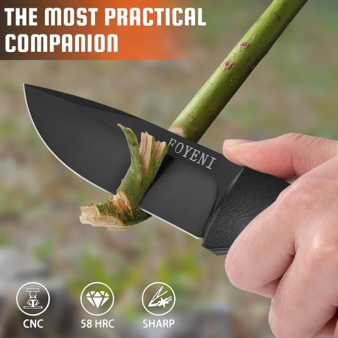 Survival Knife with Fire Starter and Kydex Sheath, 9.7" Full Tang Fixed Blade Hunting Knife with G10 Handle for Bushcraft,Outdoor, Hunting,Fishing,Camping