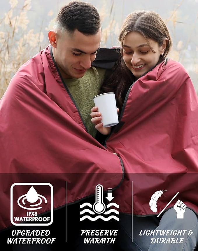 DUKUSEEK Camping Blankets for Cold Weather, Waterproof Blankets for Adult, Large (79x56), Portable, Wearable, Warm for Outdoor Camping, Picnic, Stadium, Sports, Beach, Concerts, Car, Dogs, Travelβ¦