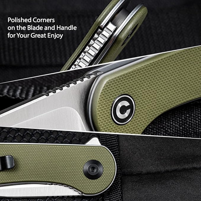 CIVIVI Knives Elementum Folding Pocket Knife 2.96" D2 Satin Blade,G-10 Handles C907E (Green)