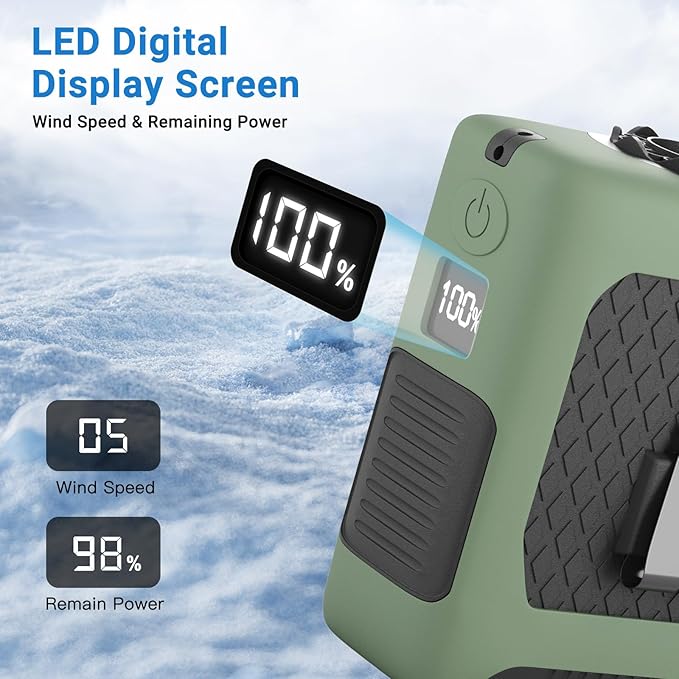 Portable Fans Strong Airflow Personal Waist Fan with Max 40H Runtime Hands Free Neck Fans Wearable Belt Fan for Outdoor Jobsite Camping and Traveling 5 Speeds USB-C Rechargeable 10000mAh (Green)