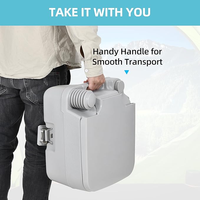 YITAMOTOR Portable Toilet, 5.3 Gallon Waste Tank, 3.2 Gallon Freshwater Tank, RV Toilet with Dual Water Flush, Ideal for Camping Toilet, RVs, Boats and Outdoor Adventures