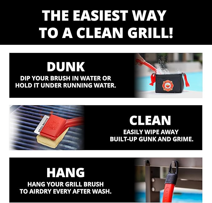 Grill Brush Bristle-Free– Safe BBQ Grill Brush for Gas, Charcoal, Cast Iron & Stainless Grates – Durable, Heat-Resistant Grill Cleaning Brush with Replaceable Head & Hanging Hook